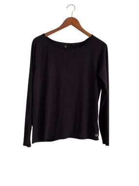 GapFit Breathe Open Back Knot Long Sleeve Top Sz M Black Yoga Jogging Athleisure